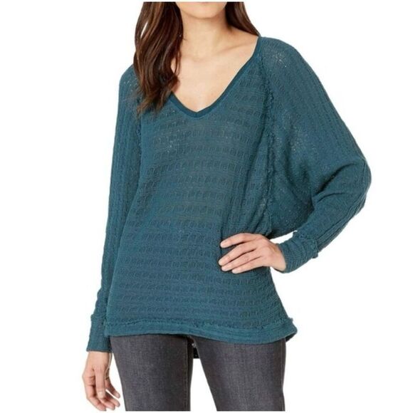 Free People Thien’s Hacvi Top in Teal sz S EUC - Picture 1 of 10